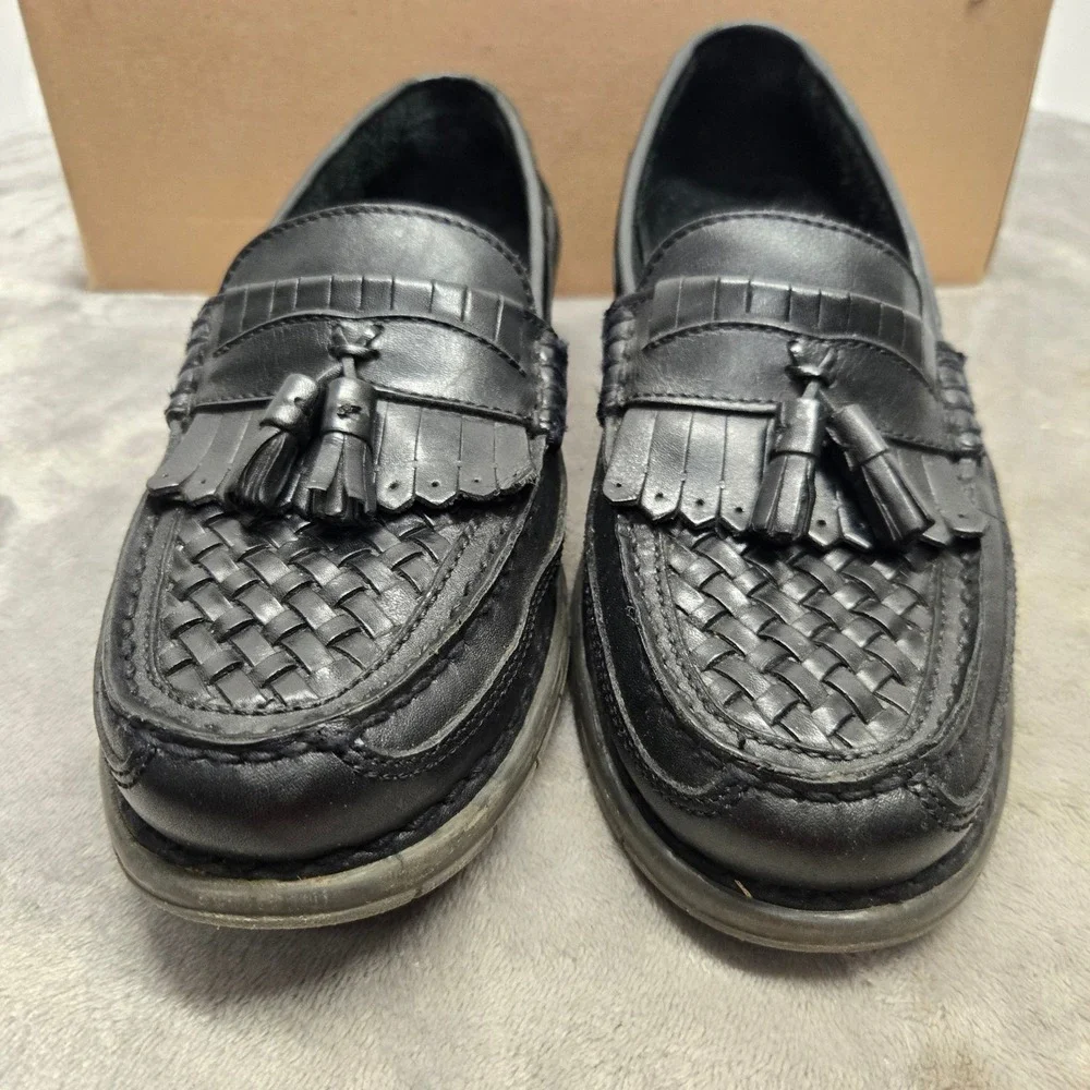 Giorgio Brutini Benson Mens Black Leather Kiltie Tassel Woven Loafers 10 M 8418